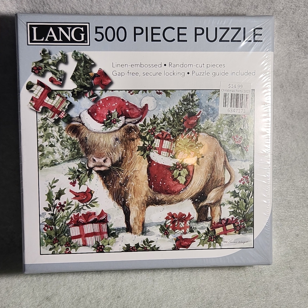Highland Cow Lang Brand Puzzle Holiday Christmas 500 Piece Puzzle New
